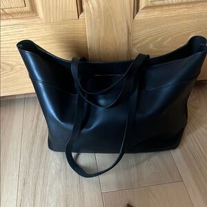 MADEWELL zip top Black Leather Tote Bag